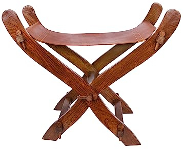 Ulfberth - Mittelalter Scherenstuhl aus Holz mit Ledersitz - Wikinger - LARP