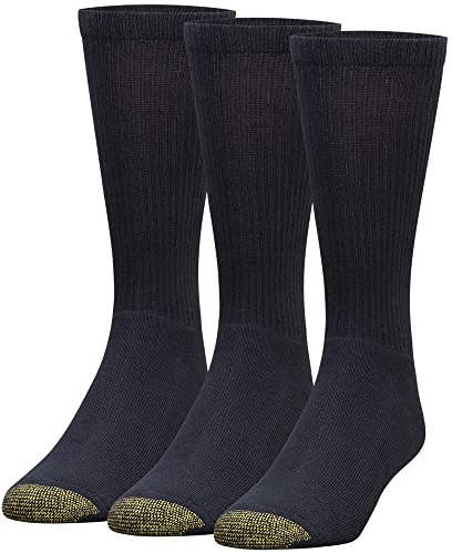 GOLDTOE Men's Uptown Crew Socks, 3-Pairs, Black, Large
