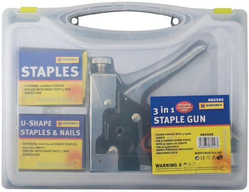 Heavy Duty 3 in 1 Staple Gun Tracker With 600 Stapler Free & Carry Case