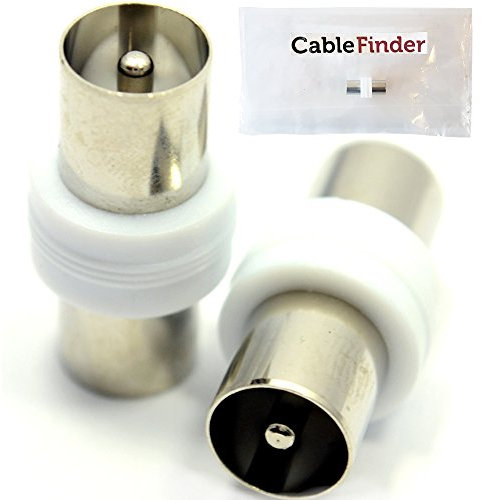 TV Aerial Cable Coupler Adapter - Male to Plug Joiner - RF Coaxial/Coax Barrel - Loops