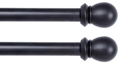 Kenney Double Support Tringle à Rideau de fenêtre, Noir, 28 to 48-inch