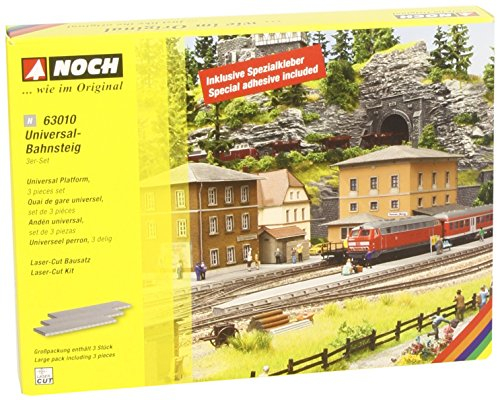 NOCH Universal-Bahnsteig, 3er-Set mit Laserkarton, individuell gestaltbar für Spurweite N