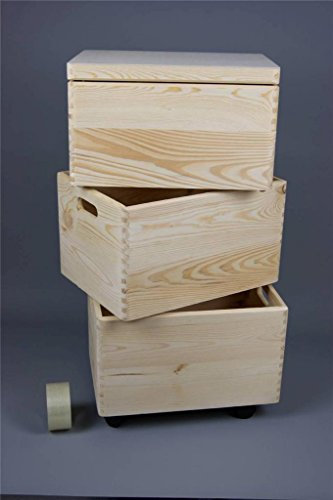 DECOCRAFT 3x LARGE STACKABLE PLAIN WOODEN TOY BOX STORAGE UNIT CRATES KIDS BEDROOM R0114D