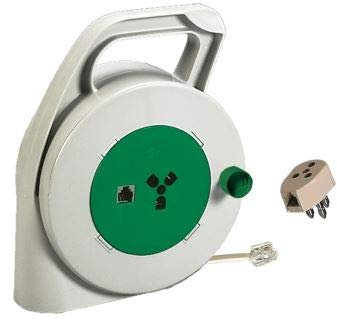 Fanton S.P.A. Kabeltrommel 5m, 3-poliger Stecker Typ B, Modularsteckdose Typ C, 230V, Grün, Kunststoff & Metall, Netzkabel, Steckerleiste