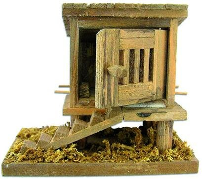 Unbekannt Miniatur Modell Zubehör Hühnerstall groß, Höhe 9,5cm / Länge 11cm