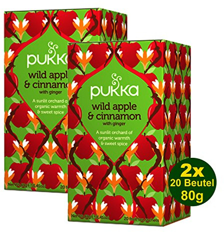 Pukka Organic Tea Wild Apple & Cinnamon 2x 20 Btl. (80g) - Bio Kräuter Tee Wild Apfel & Zimt Ingwer