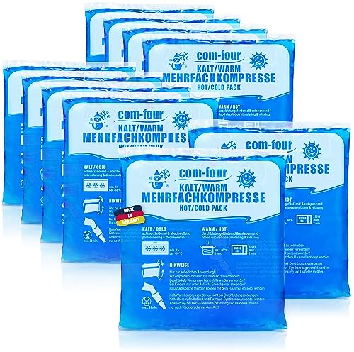 com-four® 10x Mehrfach-Kompresse 14 x 13 cm für Warm und Kaltkompressen, Kühlpads - Kühlpack mikrowellengeeignet - Made in Germany (10 Stück - mittel)