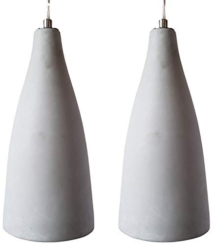 2X Concrete Grey Modern Ceiling Pendant Light – 240V E27 – Lamp Bulb Holder Fittings – Stone Retro Dimmable LED Industrial Lampshade – Kitchen Island, Breakfast Bar, Dining Table Light