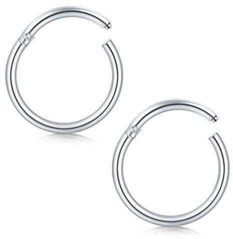 VCMART 2pcs Surgical Steel Nose Clicker Ring Hoop 16G 8mm Septum Lip Tragus Earring Cartilage Helix Piercing Jewellery