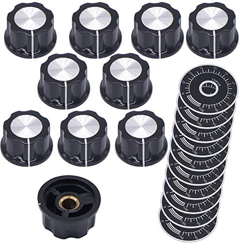 Taiss 10 x verstellbare Potentiometer-Drehknöpfe + 10 x 0–100 Skala.