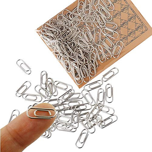 Lot de 50 mini trombones en métal de petite taille 15 mm Finition nickelée pour accessoires de bureau, fournitures scolaires, fournitures de papeterie 15mm Silver