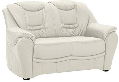 Cavadore 2-Sitzer Bansa mit Federkern / Polstercouch in Leder / 148 x 94 x 95 / Echtleder Weiß