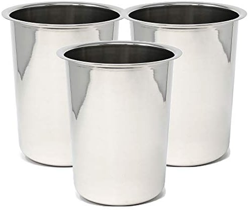 Winco Bain Maries, 1,25 l, Edelstahl mit Poliertem Finish, 3er-Pack, Silber, 1.477 kg, Topf mit Deckel