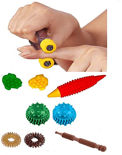 Akupressur-Massagewerkzeug-Set, Ganzkörper-Akupunktur, Schmerzlinderung, Fingermassagegerät, Sujok-Ring, Powerball, K-Roll, Sujok Daumen, Holz-Jimmy mit Reflexologie-Diagramm