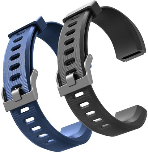 ID115Plus HR Replacement Bands For Letscom, Lintelek, Kummel, Eurans, Poiuzet, Stiive, Octandra Veryfitpro ID115Plus HR Fitness Tracker (Blue Black Color)