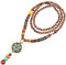 Lange buddhistische Halskette mit Holzperlen : Ethnischer Buddha : Frau : (Stern)
