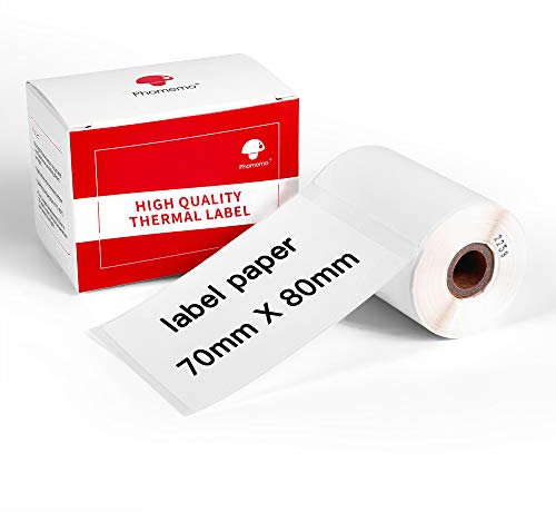 Phomemo Thermoetikett, selbstklebendes Etikett, 70mm * 80mm, kompatibel mit Phommeo M200 Etikettendrucker, Büro-geeignet, Adressetikett. 100 Etiketten pro Rolle