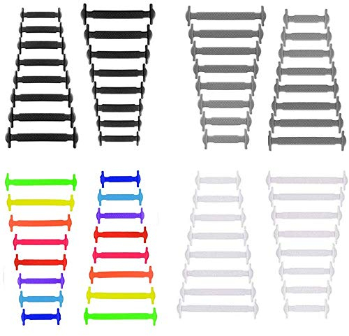 Bkrdty No Tie Schnürsenkel 4 paar Elastische Silikon Schnürsenkel Wasserdichte Flache Elastische Silikon Schuhspitze mit Mehrfachen Farben für Sneaker Stiefel Brettspiele und Freizeitschuhe