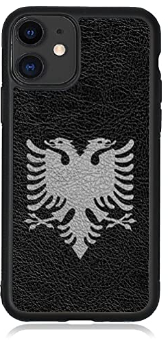 Kompatibel mit iPhone 12 Mini Hülle Leder Albanien Flagge Albania Handyhülle Lederhülle Cover Albanische Flagge V1