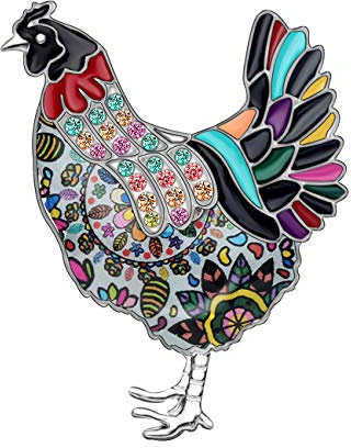 WEVENI Alliage d'émail Mignon Strass Poule Broche Bijoux pour Femme Fille Vetement Châle Decoration Cadeau
