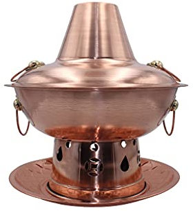 PIAOLING Charcoal Rame Calda pentola Calda hotpot Cinese Puro Fatti a Mano Mandarino Anatra Vaso Antico Pechino bollito a Base di Carne Caldaia in Rame (Color : Brown, Dimensione : A)