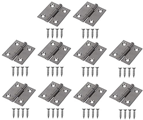 TERF® Steel Butt Hinges 50mm Door Butt Hinges Folding 50mm [2 inch] Self Colour for Home Furniture Bathroom Cabinet Window Internal Doors Including Fixing Screw - Pack of 10
