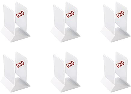 OSCO Wiremesh Bookends, Heavy Duty Metal Mesh Book Supports for Shelves, Bookcases & Desks, Non-Slip Base, Ideal for Home, Office, School or Library Use, 6 Pair (12 Pieces) – White