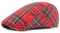 DORRISO Elegant Herren Flache Kappe Schirmmützen Leicht Komfortabel Herren Karostreifen Schiebermütze Driving Cabbie Fahrhut Newsboy Cap Reise Freizeit Urlaub Flat Cap Rot