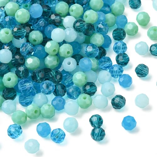 UR URLIFEHALL 10 hebras de cuentas de cristal facetadas de la serie azul cielo profundo, cuentas redondas espaciadoras sueltas para manualidades, fabricación de joyas