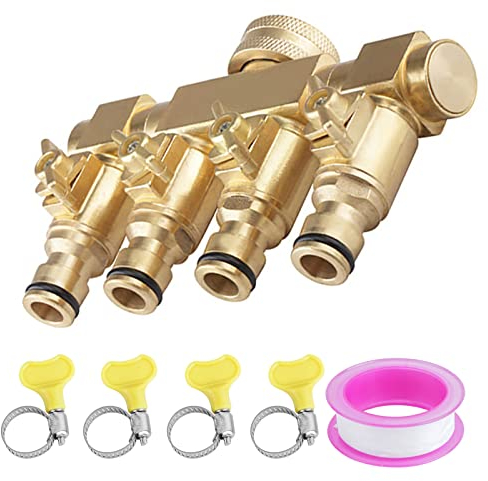 Gardena Verteiler, Gardena Wasserverteiler, 3/4 Zoll und 1/2 Zoll Gardenas 4-Wege-Verteiler, für Gartenbewässerung, Küche, Waschen, Wasserdurchfluss Regulier- und Absperrbar
