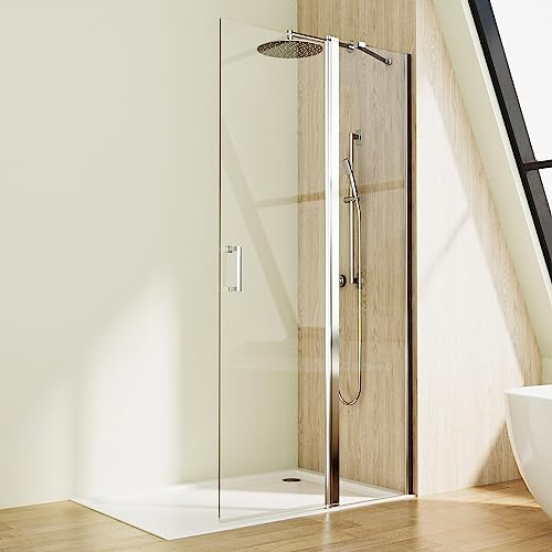 Walk in Duschwand Walk in Duschabtrennung 116x185cm Walk in Dusche 6mm NANO Glas Faltwand Duschfaltwand Drehfalttür Walk in Duschtrennwand
