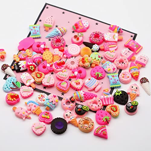 RUNRAYAY 100 Stück Plätzchen-Nagelkunst-Anhänger, 3D Candy Resin Kawaii Nageldekor Zum Basteln, Diy Flatback Sugar Sweet Icecream Slime Für Make-Up-Dekor