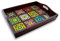 Craft Trade Mango Wood Serving Tray with Handle and 12 Fitted Floral Ceramic Tiles Wooden Platters Perfect for Breakfast Tea Coffee Snacks Dinner 38x30x8 cm