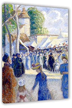 Camille Pissarro„Der Jahrmarkt von Gisors“Reproduktion auf Leinwand. Impressionismus Berühmte Gemälde Drucke. Leinwand-Wand-Kunst-Bild für Wohnkultur. 60 x 90 cm (23,7 x 35,5 Zoll) gerahmt