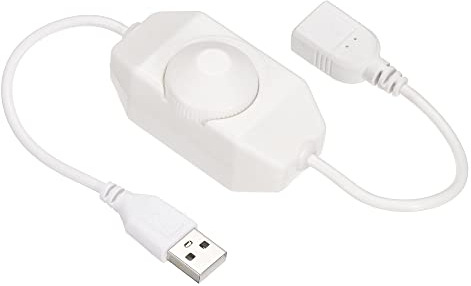 sourcing map LED Tira Atenuador Interruptor 5V DC USB Hembra a Macho Extensión Cable con Giratorio Interruptor Controlador para LED Tiras Luces, Blanco
