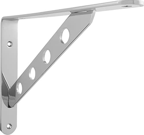 GRIMME 05 0730 09.09 vernickelt matt Keket Garderobenkonsole (Regalträger) Schräge mit 4 Löcher, Regalbodenträger für die Garderobe, Stahl