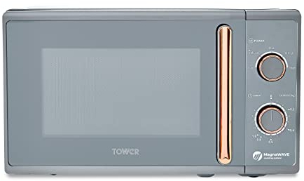 Tower T24038RGG Cavaletto Manual Microwave with 5 Power Levels & 35 Minute Timer, 800W, 20L, Grey & Rose Gold