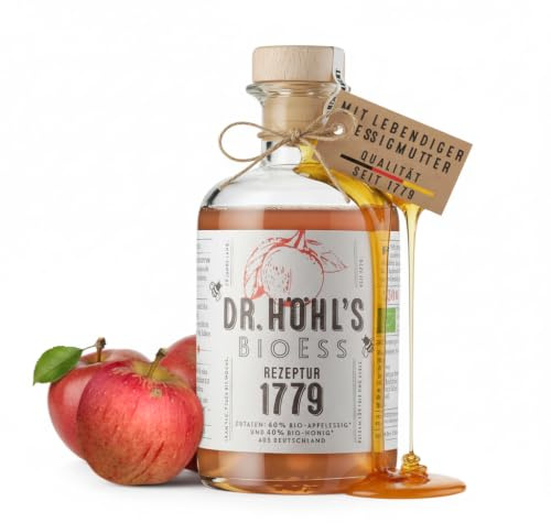 BioEss Apfelessig bio mit Honig – Apfelessig mit Mutter – apple cider vinegar – Oxymel Umami Gewürz Tomate Mozzarella Gewürz – naturrein mild – deutsche Streuobstäpfel – REZEPTUR 1779 – 350 ml