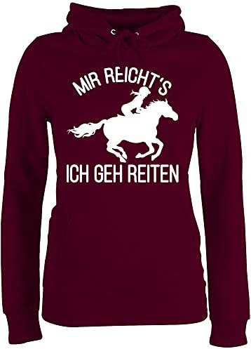 Pullover Damen Hoodie Frauen - Pferde und Zubehör - Mir reichts ich geh Reiten mit Pferd I Geschenk Reiter I Pferdemädchen - S - Burgundrot - fun-sweatshirts pferdepullover pferdemotiv horses
