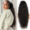 PORSMEER Pferdeschwanz Haarteil Lang 76 cm mit Kordelzug Wellig Locken Ponytail Extension schwarz Natürliches Clip in Haarteil Ponytail Kunsthaar Haarzopf für Damen Afro Zopf Haarverlängerunge