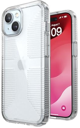 Speck Transparente Schutzhülle für iPhone 15, iPhone 15, iPhone 14 und iPhone 13, Kratzfest, vergilbungsfrei, 15,5 cm (6,1 Zoll), GemShell Grip Clear