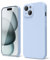 oakxco for iPhone 15 Phone Case Phone Case Liquid Silicone, Thin Slim Soft Rubber Gel TPU Plain Simple Cover for Women Girl Cute, Matte Solid Color,Light Blue