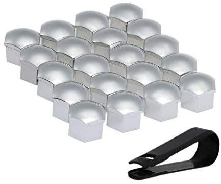 20 Stück Universal 21 mm Radmutterkappen Radmutterkappen Schraubenschutz Silber