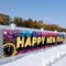 LAMEK 2025 Neujahr Banner Extra Lange Silvesterparty Banner Happy New Year Partysbanner Schwarz Gold Silvester Deko Drinnen Draußen Neujahrsdeko für Garten Wand Tür