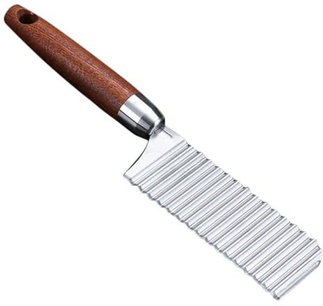 Cabilock Tagliapatate Increspato Tagliapasta In Acciaio Inossidabile Per Patatine Fritte Affettatrice Per Patatine Affettatrice A Lama Curva Per Tagliare Verdure Con Manico In Legno Per