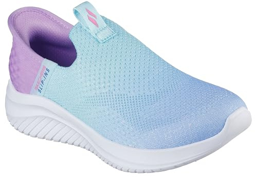 Skechers Mädchen Ultra Flex 3.0 Color Boost Slip-InTurnschuhe, Light Blue Knit/Lavender Trim, 27.5 EU