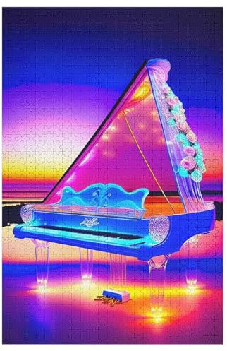 Piano Jigsaw Puzzles for Kids 1000 Pieces 3d Piano Wooden Puzzle Decompression Game for Adults Women Kids Girl Family Gathering Educational Game Toys (78×53cm)