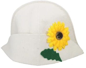 GMMH® Cappello da sauna in feltro di lana, cappello da sauna da donna, motivo floreale e design, in feltro, per sauna, Banya, sauna finlandese (fiore giallo 1547)