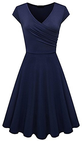 EFOFEI Lady's Beach Holiday Sundress High Waist Retro Sundress 1950s Vintage Dresses Navy Blue L