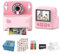 Appareil Photo Instantané, GuKKK 2.4 Écran Appareil Photo Numérique Enfant, Caméra Vidéo avec Papier d'impression et Carte 32GB Stylos Colorés, Noël Anniversaire Cadeau pour Enfant 3-10 Ans (Rose)